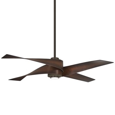 64" Minka Aire Industrial Indoor Ceiling Fan with LED Light Remote Control Oil Rubbed Bronze Tobacco for Living Room Kitchen Home