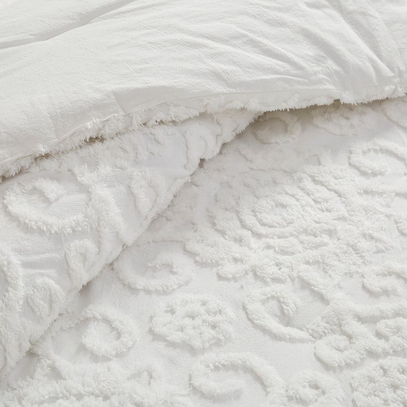 LIVN CO. 3D Tufted Embroidered Medallion Cotton Chenille Comforter Set, Ivory - Full/Queen, 5 of 9