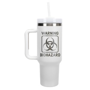 100 North Warning Biohazard Sign Science Humor Wrap-Around 40 Oz. Stainless Steel Water Bottle Coffee Mug, Spill & Leak Resistant, Travel Tumbler with - 1 of 4