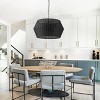 Dewdrop Boho Rattan Pendant Light 6-Light Black Woven Drum Chandelier for Dining Room and Living Room ETL Certified - 3 of 4