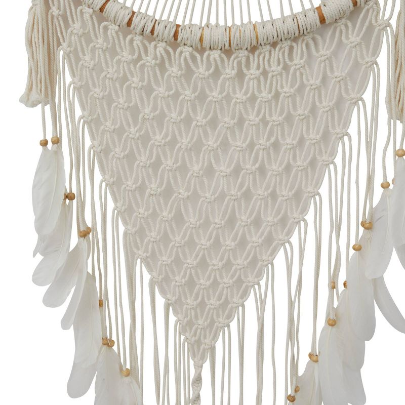 Cotton Macrame Handmade Intricately Woven Dreamcatcher Wall Decor with Beaded Fringe Tassels White - Olivia & May, 2 of 7