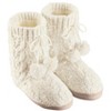 Collections Etc Lurex Cable Knit Slipper Boots with Fleece Lining, Fun Pom Poms, Extra Warm and Flexible, Mid-Calf - 3 of 3