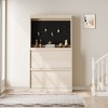 Shoe Cabinet with 2 Flip Drawers, Freestanding Shoe Storage with Pegboard, Wooden Shoe Organizer Cabinet, Hidden Shoe Rack for Hallway, Natural - 3 of 4