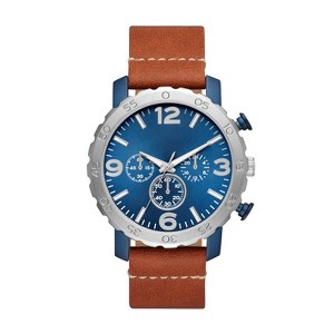 Men's Strap Watch - Goodfellow & Co™ Blue/Silver/Brown - 1 of 2