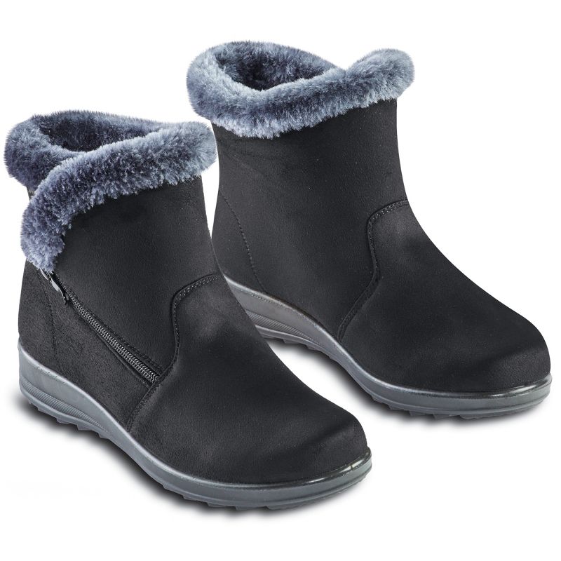 Collections Etc Plush Faux Fur Lined Water Resistant Faux Suede Boots, 2 of 5