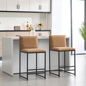 Modern Bar Stool with Upholstered Seat, Stainless Steel Base, High Resilience Cushion, Minimalist Design – Versatile for Home or Office-Cuddlewood - 1 of 4