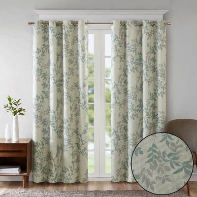 Kumasinova 84"/95" Printed Botanical Blackout Curtains Panel,Thermal Insulated Window Curtains with Grommets,Kitchen Curtains for Bedroom&Living Room