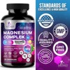 Magnesium Complex Supplement 500 mg - 5 in 1 High Absorption Chelated Magnesium Glycinate, Malate, Citrate, Oxide, Aquamin - Non-GMO - 120 Capsules - 3 of 4