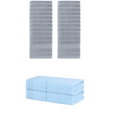 REGALWOVEN Bathroom Gym SPA Cotton Soft Absorbent Bath Hands Towel Set 2 Pcs