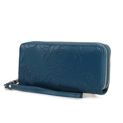 MKF Collection Ellie Genuine Leather Flower-Embossed Women’s Wristlet Wallet by Mia K