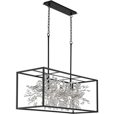 Carrine Contemporary Black Crystal 46" Linear Pendant Chandelier