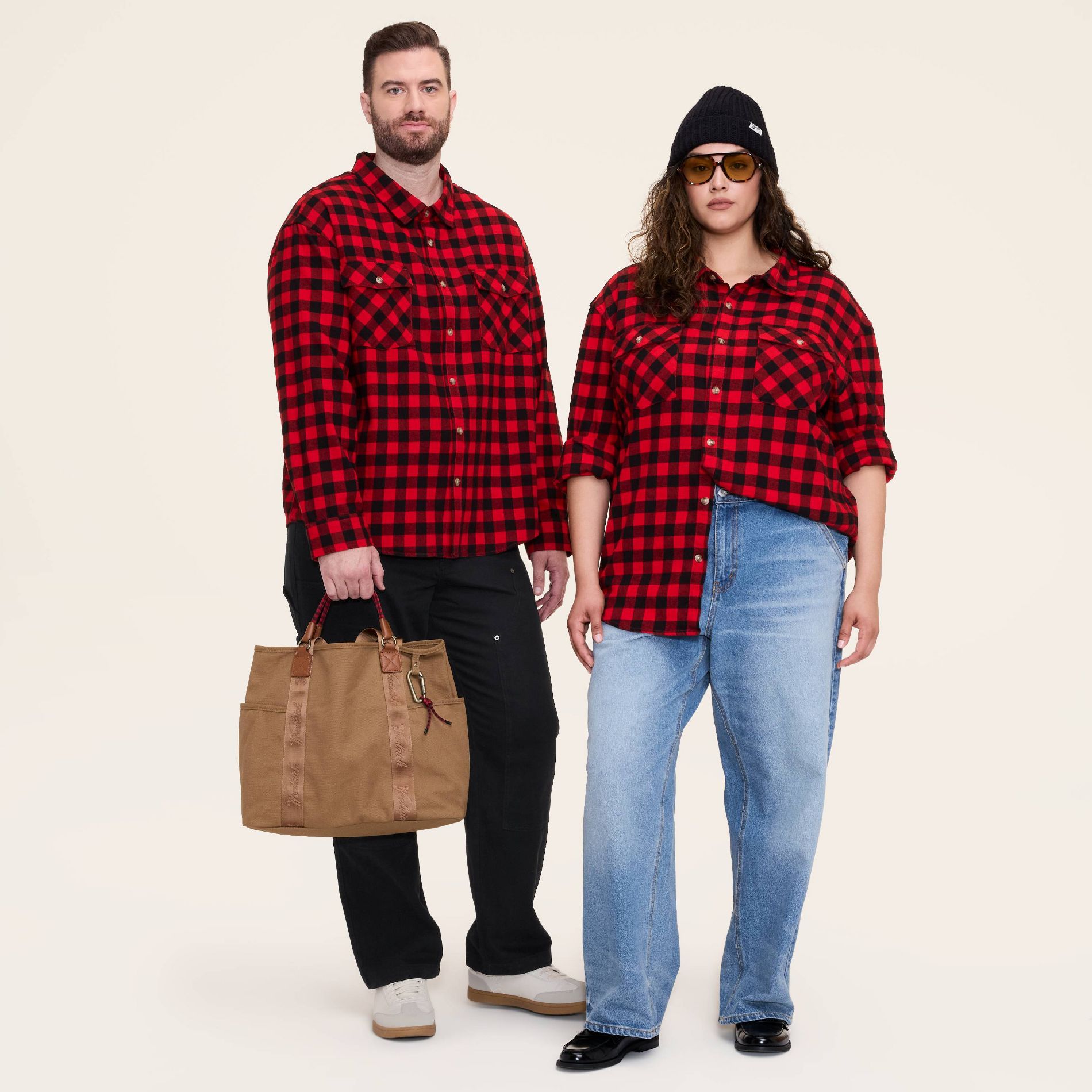 Adult Big Buffalo Check Long Sleeve Button-Down Flannel Shirt - Woolrich x Target Red/Black 3XL