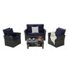 4-Piece Outdoor Patio Rattan Conversation Sofa Set with Tempered Glass Coffee Table - 2 of 4