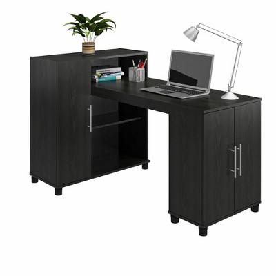Camberly Black Oak Office Cabinet with Adjustable Shelving