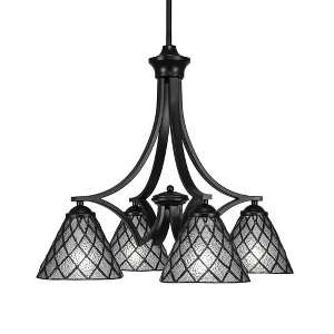 Toltec Lighting Zilo 4 - Light Chandelier in  Matte Black with 7" Diamond Ice Art Glass Shade - 1 of 1