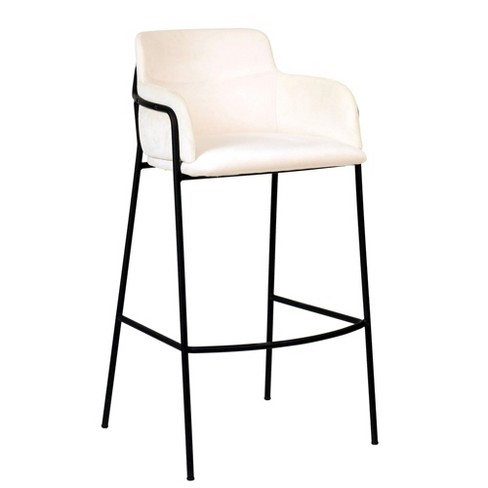 LeisureMod 40" Bar Stool Upholstered Pub Chair with Powder-Coated Stainless Steel Base with Armrest and Footrest Axis Series - image 1 of 4