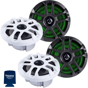 Memphis Audio LED Marine Speaker Pack: 2 Pairs of MXA60L 6.5" Marine Grade, Included Black and White Grills With RGB LED - 1 of 4