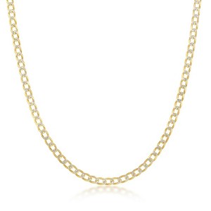 Links of Italy Sterling Silver 3mm Pave Cuban Chain  - Available Sizes: 16  , 18  , 20  , 24  Inches - 1 of 3
