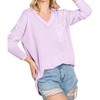 Women's Waffle Knit V-Neck Long Sleeve T-Shirt - Reborn J - 2 of 3