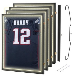 MUKE LED Sports Jersey Display Case, Lockable Shadow Box with UV-Resistant Acrylic, Wall Mount Frame for Football, Basketball, Baseball - 1 of 4