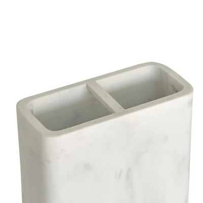 LunaLulinlk Faux Marble Toothbrush Holder, White