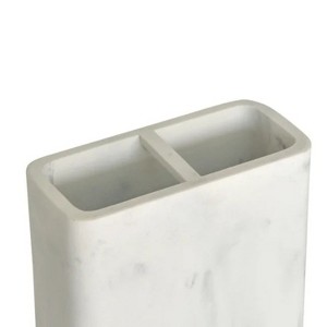 LunaLulinlk Faux Marble Toothbrush Holder, White - 1 of 4