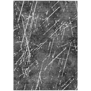 Charcoal Ivory And Gray Abstract Washable Indoor Outdoor Area Rug - 1 of 4