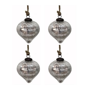 Whisen D3.9X4.3"H Christmas Ball Ornaments, Glass Decorative Hanging Ball Christmas Tree Ornaments, Set of 6 - 1 of 4