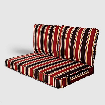 Rolston 3pc Outdoor Replacement Loveseat Sofa Cushion Set Red Stripe - Haven Way