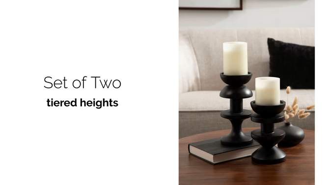 Kate and Laurel Mazari Wood Candle Holder Set, 2 of 13, play video