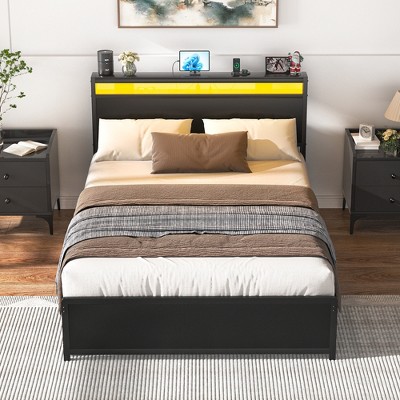 Aheaplus Bed Frame with Storage Drawers and Charging Station