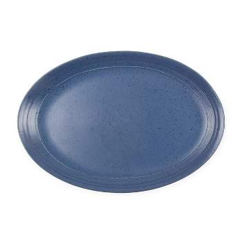 Gibson Bee And Willow 14 Inch Stoneware Oval Platter in Blue Speckle