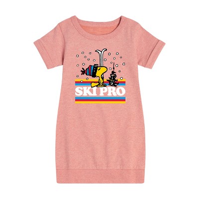 Girls' - Peanuts - Woodstock Ski Pro Graphic Short Sleeve Fleece Dress