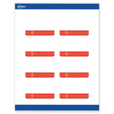 Avery Labels, 2" x 3", Gold-Red Gift, Matte, 80ct