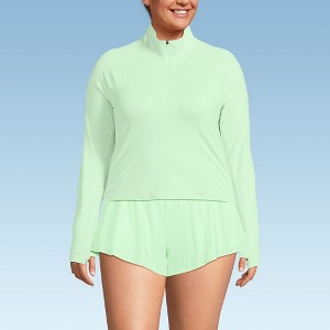 Lands' End Women's Long Sleeve Rash Guard Cover-up UPF 50 - 1 of 4