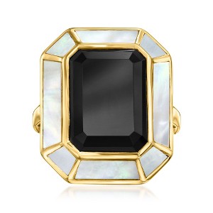 Ross-Simons Onyx and Mother-Of-Pearl Ring in 18kt Gold Over Sterling - 1 of 4