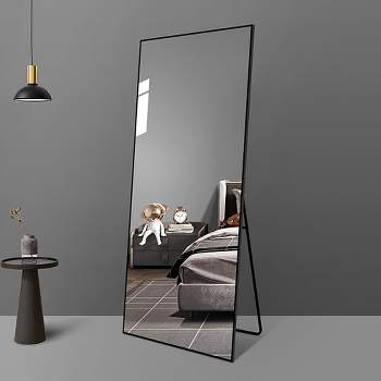 Max 65x24 Floor Rectangle Mirror,Ultra Thin Aluminum Alloy Frame with Oversized Rectangle Standing Mirror-The Pop Home