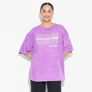 Women's Thank Black Women Oversized Short Sleeve Graphic T-Shirt - Purple - 1 of 3