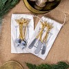 Storied Home Stainless Steel and Brass Spoons with Gold Finish Reindeer Handles, Set of 4 in Printed Drawstring Bag - 3 of 3