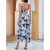 Womens Spaghetti Straps Summer Dresses Floral Sleeveless Beach Dress V Neck Drawstring High Waist A Line Casual Maxi Dress - 3 of 4