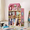 Angel Sar Doll Cottage, 3-Story Wooden Dollhouse with 14 Furniture Accessories, Balcony and Stairs, Solid Pine Construction for Boys Girls Aged 3 Up - 3 of 4