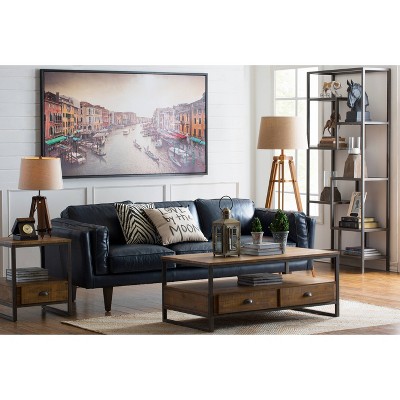 Mariner Adjustable Wood Tripod Floor Lamp with Burlap Shade