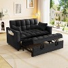 Racxily 3 in 1 Convertible Sleeper Sofa Bed, Velvet Pull Out Couch, Small Loveseat Sofas w/Pillows & Side Pockets for Living Room, Apartment - 3 of 4