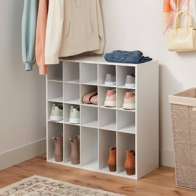 4 Tier Laminate Stackable Shoe Cubby White - Brightroom&#8482;