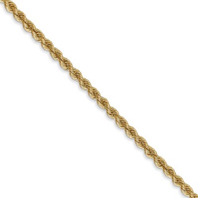 Black Bow Jewelry 2.5mm 14k Yellow Gold Classic Solid Rope Chain Necklace