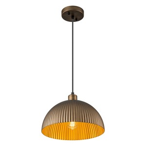 LLHZSY 1-Light Industrial Farmhouse Dome Pendant Ceiling Light Fixture-11 4/5", Antique Bronze - 1 of 4