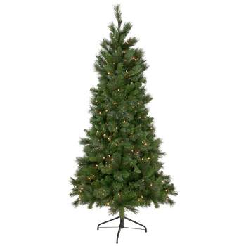 Northlight 6.5' Pre-Lit Medium Beaver Pine Artificial Christmas Wall Tree, Clear Lights