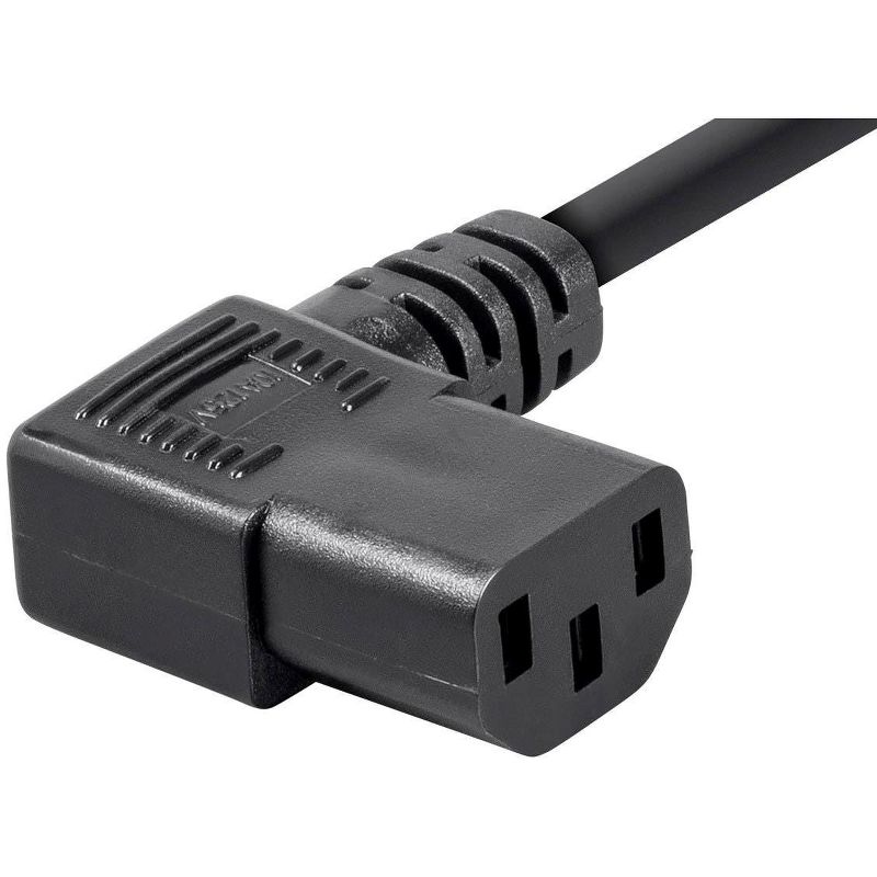 Monoprice Right Angle Power Cord - 2 Feet - Black, NEMA 5-15P to Right Angle IEC 60320 C13 14AWG Works With Most PCs, Monitors, Scanners, and Printers, 3 of 7