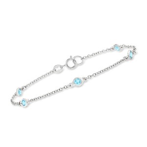 Ross-Simons 0.80 ct. t.w. Bezel-Set Swiss Blue Topaz Station Bracelet in Sterling Silver - 1 of 3