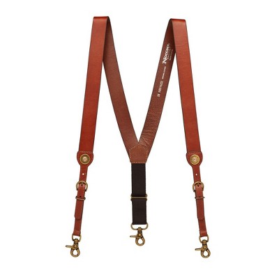 Suspender Store Men’s 1.25" All-Leather Galluses with 12-Gauge Shell Accent – Brown